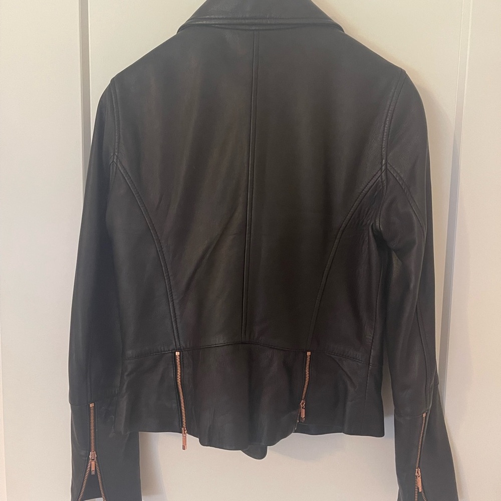 Ted Baker Black Leather Biker Jacket - Picture 4 of 5